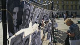 A demonstration in support of Belarusian prisoners of conscience held in Warsaw in May. Photo: Jaap Arriens/NurPhoto via Getty Images