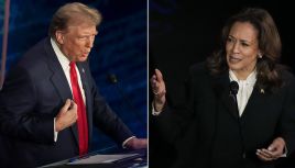 Republican presidential candidate Donald Trump and the Democrats' candidate Kamala Harris during the September 10 U.S. presidential debate. Photo: PAP/EPA/DEMETRIUS FREEMAN