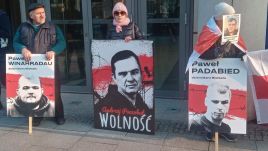 Protest in front of European Parliament Liaison Office in Poland calling for the release of political prisoners in Belarus, March 14, 2024, Warsaw, Poland. Photo: mw, TVP World