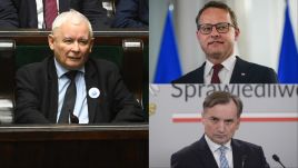 Jarosław Kaczyński (L), Marcin Romanowski (top right) and Zbigniew Ziobro (bottom right). Photos: PAP