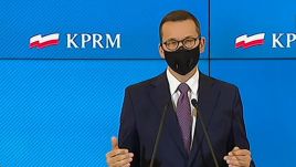 Konferencja prasowa premiera dotyczyła pomocy przedsiębiorcom (fot. TVP Info)