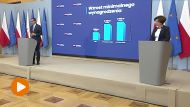 Konferencja prasowa premiera Mateusza Morawieckiego oraz minister rodziny i polityki społecznej Marleny Maląg (fot. TVP)