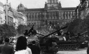 Soviet armor stands on Wenceslas Square, 1968. Photo: Mario De Biasi/Mondadori via Getty Images 