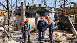 An energy facility struck by Russia in Kharkiv, northeastern Ukraine, in April. Photo: Ukrinform/NurPhoto via Getty Images