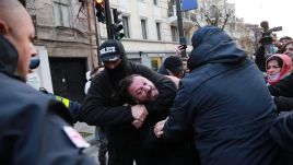 Clashes between the Georgian police and protesters broke out on Tuesday and 16 people were detained. Photo: Nika Gvarina