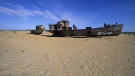 Once a major inland lake, the Aral Sea now lies as a vast desert. Photo: Veronique DURRUTY/Gamma-Rapho/Getty Images