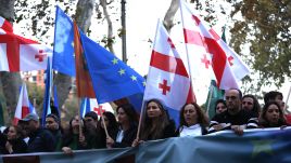 The results, if proven true, is a blow to pro-Western Georgians, who had cast the election as a choice between a ruling party that has deepened ties with Russia, and an opposition that had hoped to fast-track integration with the European Union. Photo by Davit Kachkachishvili/Anadolu via Getty Images