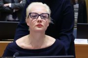 Юлия Навальная во время встречи министров иностранных дел Европейского Союза в Брюсселе. Бельгия, 19 февраля 2024 года. (Фото: Yves Herman / AFP / East News)