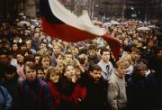 The pressure mounts on the Communist government as crowds gather for what history now remembers as being the Velvet Revolution. Photo: Derek Hudson/Getty Images 